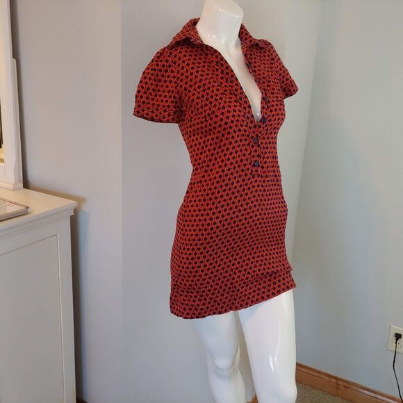 Womens 6 H&M dress collared short sleeve orange - Picture 2 of 8